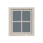 OKNO ZA LESENO HIŠKO KARIBU NAOKNICE ZA 28MM SLONOVA KOST BELA 69X79 CM - slika 2